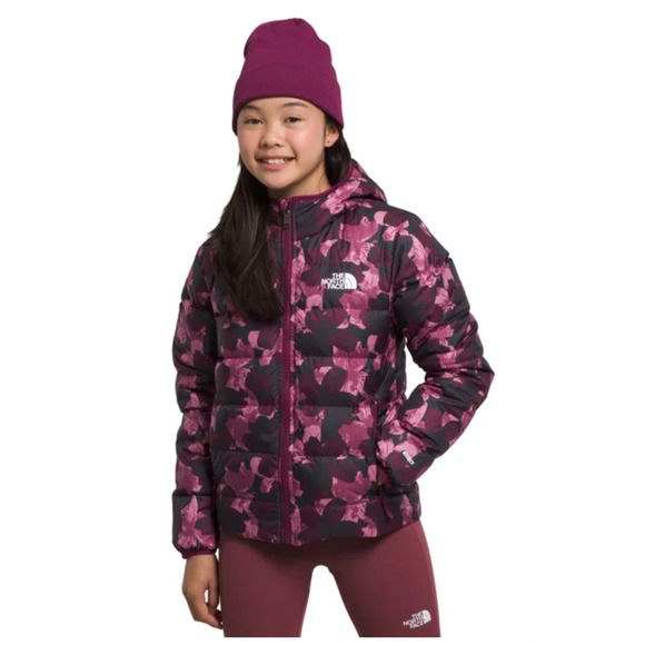 The North Face Jacket Girls Medium Purple Camo Reversible Hooded Zip NF0A84N6
